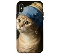 Cat With a Pearl Earring Funny Art Parody Vermeer Case for iPhone X/XS
