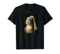 Cat with a Pearl Earring Funny Art Parody Vermeer Value Graphic T-Shirt
