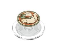 Cat with a Tea Tray and Book for book lovers, Kindle readers PopSockets PopGrip for MagSafe