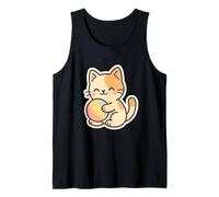 Cat with Ball Drawing. Playful Kawaii Design. Tank Top