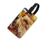 Cat with Beer at The Bar Luggage Tag for Suitcase Cute ID Tags Travel Baggage Identifier Labels Black-Style