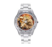 Cat with Beer at The Bar Watches for Men Business Dress Watch Analog Quartz Wristwatch Stainless Steel Band