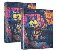 Cat with Big Eyes 3 Ring Binders 1.5 Inch Clear View Three Ring Binders Versatile Binder Fits 200 Sheets 2 Pack