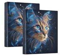 Cat with Blue Eyes 3 Ring Binders 1.5 Inch Clear View Three Ring Binders Versatile Binder Fits 200 Sheets 2 Pack