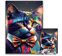 Cat with Bow Puzzles for 1000 Piece Impossible Jigsaw Puzzles for Adults Family Activity, Brain Teaser, Home Decor, 50x75CM/19.68x29.52inch