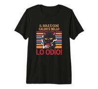 Cat with Coffee for Italian Speaking Night Workers Premium T-Shirt