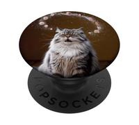 Cat with Cosmic Thoughts Funny Surreal Weird PopSockets Adhesive PopGrip