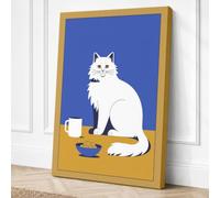 Cat with Essentials Modern Canvas Wall Art Print 30x20 Inch (76 x 51 cm)