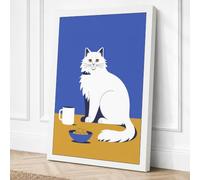 Cat with Essentials Modern Canvas Wall Art Print 36x24 Inch (91 x 61 cm)