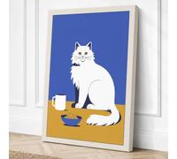 Cat with Essentials Modern Canvas Wall Art Print 36x24 Inch (91 x 61 cm)