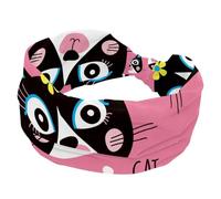 Cat with Flower Headband for Women, Soft Wide Headbands, Non Slip Workout Hairbands for Yoga Fitness Travel Gym, Hair Accessories