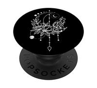 Cat with half moon, dream catcher and flowers PopSockets Adhesive PopGrip