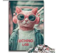 Cat with Headphones 2000 Piece Jigsaw Puzzles for Teenagers Gifts, Stress Reliever Difficult Challenge for Home Decoration for 14+ (70x100cm)