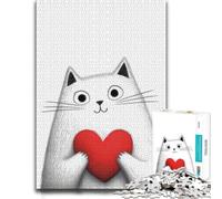Cat with Heart Illustrated Wooden Puzzle, Adults, 1000 Pieces | Image-area sorting - a simple way to organise the image on quiet evenings.