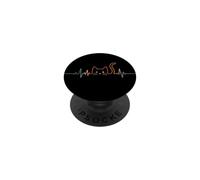 Cat with Heartbeat Line, Pet Lover PopSockets Adhesive PopGrip