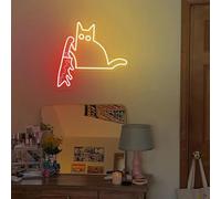 Cat with Knife Neon Sign, Funny Cats Signs, Halloween Decor, Gifts for Cat Lovers, Murder Cats Decoration, Dark Art Sign