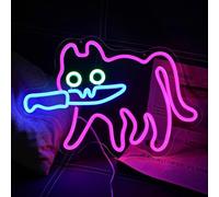 Cat with Neon Sign,Cat Neon Sign,Funny Cat Neon Decoration,Cat Neon Sign for Wall Decor,Sneaky Cat LED Neon Sign,Cute Cat Neon Sign,Neon Light for Bedroom Zoo Cat Cafe Cat House Store Home