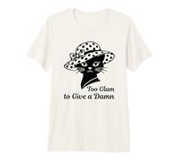 Cat with Polka Dot Hat Too Glam to Give A Damn Sassy Saying Premium T-Shirt