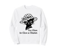 Cat With Polka Dot Hat Too Glam To Give A Damn Sassy Saying Sweatshirt