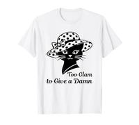 Cat with Polka Dot Hat Too Glam to Give A Damn Sassy Saying T-Shirt
