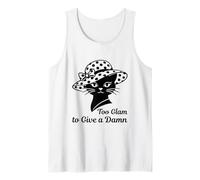 Cat with Polka Dot Hat Too Glam to Give A Damn Sassy Saying Tank Top