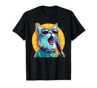 Cat with Shades and Mic for Karaoke Friends T-Shirt