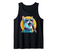 Cat with Shades and Mic for Karaoke Friends Tank Top