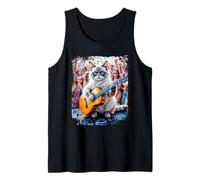 Cat with Spanish Acoustic Guitar at Party Techno Festival Tank Top