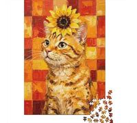 Cat with Sunflower Hat 1000 Piece Jigsaw, 70x50cm/1000pcs