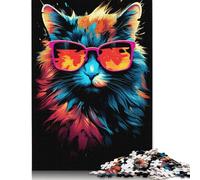 Cat with Sunglasses Jigsaw for Adults 1000 Pieces Difficult Hard Problem Solving Puzzles for Adults for Kids 1000pcs (75x50cm)