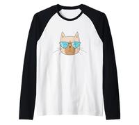 Cat with Sunglasses Siamese Pet Raglan Baseball Tee