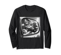Cat with Sunglasses Taking a Car Mirror Selfie Cat Selfie Long Sleeve T-Shirt
