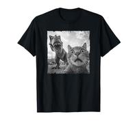 Cat with T Rex Selfie in Funny Chaos Look T-Shirt