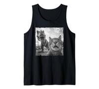 Cat with T Rex Selfie in Funny Chaos Look Tank Top
