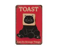 Cat with Toast Bread Retro Poster Metal Tin Sign Chic Art Retro Iron Painting Bar People Cave Cafe Family Garage Poster Wall Decoration 8x12inch(20x30cm)