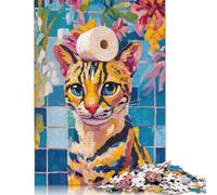 Cat with Toilet Paper Puzzles 500 Pieces for Teenagers Gifts Wooden Puzzle Adult Jigsaw Puzzle Puzzling for Gift 500pcs (52x38cm)