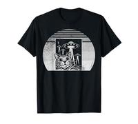 Cat with UFO Alien Abduction Space Adventure T-Shirt