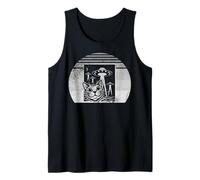 Cat with UFO Alien Abduction Space Adventure Tank Top