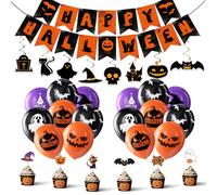 Cat/Wizard Hat/Pumpkin/Bat/Spider/Ghosts Happy Halloween Party Decorations Garland Balloon Banner Sign - 6Inch Orange Black Glitter Terror Halloween Party Decoration Favors and Supplies