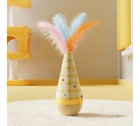 Cat Wobble Toy, Interactive Ball Shaking Pet Toy, Cats Self Play Wobble Ball with Feather, Kitty Play Device with Fun Design for Exercise Training (A)