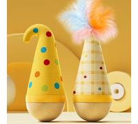 Cat Wobble Toy, Interactive Ball Shaking Pet Toy, Cats Self Play Wobble Ball with Feather, Kitty Play Device with Fun Design for Exercise Training B)