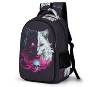 Cat Wolf Backpack Animal Children’s Schoolbag Toddlers Kindergarten Book Bag Zippered Preschool Shoulders Bag Adjustable Straps Travel Daypack Bag