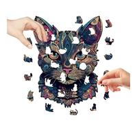 Cat Wood Puzzle Set - Kitten Shape Puzzle Game 1pc, Multicolor Wooden Build Learning Toy | Brain Training Jigsaw Challenge for Boys Girls Family Party Entertainment Problem Solving Skill Development G