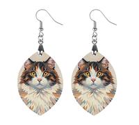 CAT Wooden Earrings for Women, Vintage Elegant Wood Jewelry, Lightweight Earrings for Wedding, Party, Everyday Jewelry Gift, Star, Wood, wood