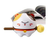 Cat Wooden Fish - 10.5x7.5x6cm Fortune Mascot Miniature Temple Blocks, Office Sound Relaxation Mallet Instrument, Mindful Stress Relief Base | Peaceful Home Car Tabletop Wealth