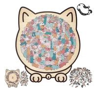 Cat Wooden Jigsaw Puzzle, 135-Piece Colored Cat Shaped Wooden Jigsaw Puzzle, Catss Puzzless, Framed by Adorable Cats Outline Puzzles, Creative Puzzles Gifts for Cats Lovers, Home Decor (Macaron,1pcs)