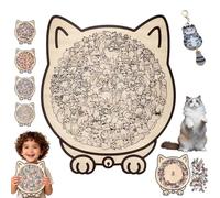Cat Wooden Jigsaw Puzzle,135-Piece Morandi-Colored Cat Shaped Wooden Jigsaw Puzzle,Framed by Adorable Cats Outline Puzzles,Animal Cats Wood-en Puzzles Pieces Decor For Ca-t Lover (Wood, 1pcs)