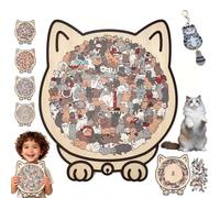 Cat Wooden Jigsaw Puzzle,135-Piece Morandi-Colored Cat Shaped Wooden Jigsaw Puzzle,Framed by Adorable Cats Outline Puzzles,Animal Cats Wood-en Puzzles Pieces Decor For Ca-t Lover (Morandi, 1pcs)