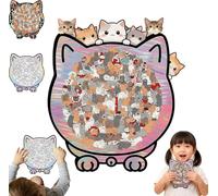 Cat Wooden Jigsaw Puzzle, 135 Pieces Colored Cats Puzzle, Framed by Adorable Cats Outline Puzzles, Gift for Cat Lovers, Home Decor, Christmas (G)