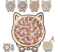 Cat Wooden Jigsaw Puzzle, 135 Pieces Colored Cats Puzzle, Framed by Adorable Cats Outline Puzzles, Gift for Cat Lovers, Home Decor, Christmas (B)